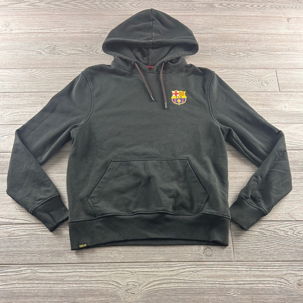 FC Barcelona FCB Official Mosaic Graphic Hoodie Black Mens Small Soccer Futbol